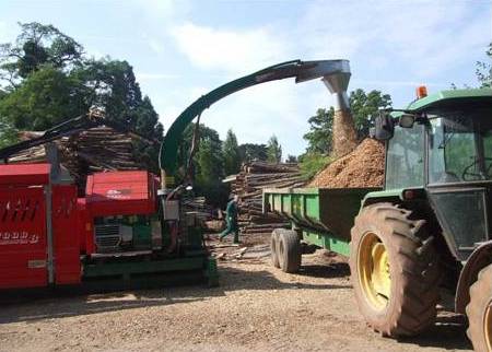 Wood chipper in operation