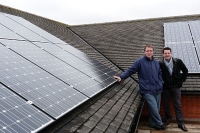 Kierson Wise and Alastair Stevens, two of Severn Wye's renewables experts, inspect the new system
